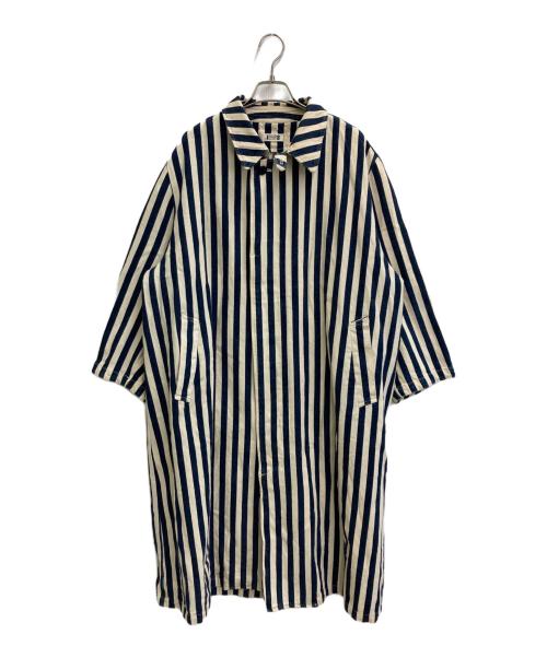 I.S. ISSEY MIYAKE（イッセイ ミヤケ）I.S. ISSEY MIYAKE (イッセイ ミヤケ) ストライプコート ホワイト×ブルー サイズ:9の古着・服飾アイテム