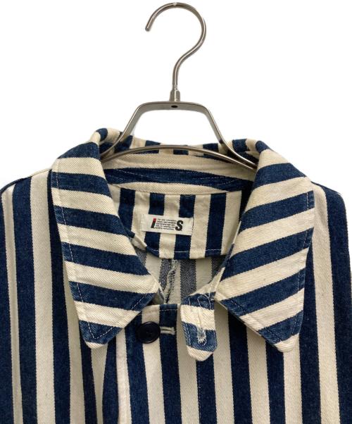 I.S. ISSEY MIYAKE（イッセイ ミヤケ）I.S. ISSEY MIYAKE (イッセイ ミヤケ) ストライプコート ホワイト×ブルー サイズ:9の古着・服飾アイテム