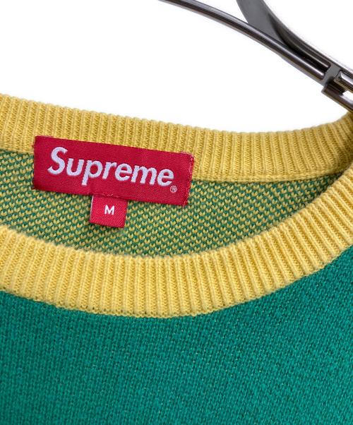 SUPREME（シュプリーム）SUPREME (シュプリーム) Logo Repeat Sweater グリーン×イエロー サイズ:Mの古着・服飾アイテム