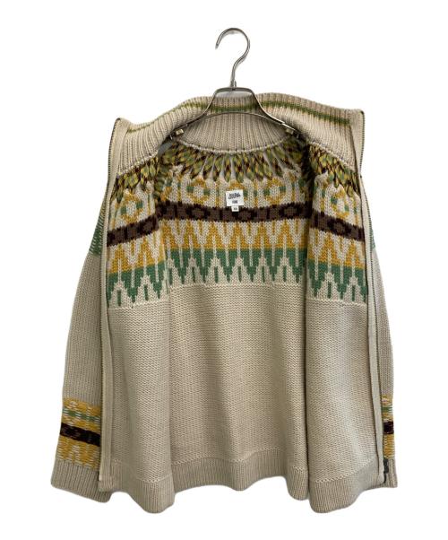 Jean Paul Gaultier FEMME（ジャンポールゴルチエ フェム）Jean Paul Gaultier FEMME (ジャンポールゴルチエ フェム) カウチンニットカーディガン ベージュ×イエロー サイズ:40の古着・服飾アイテム