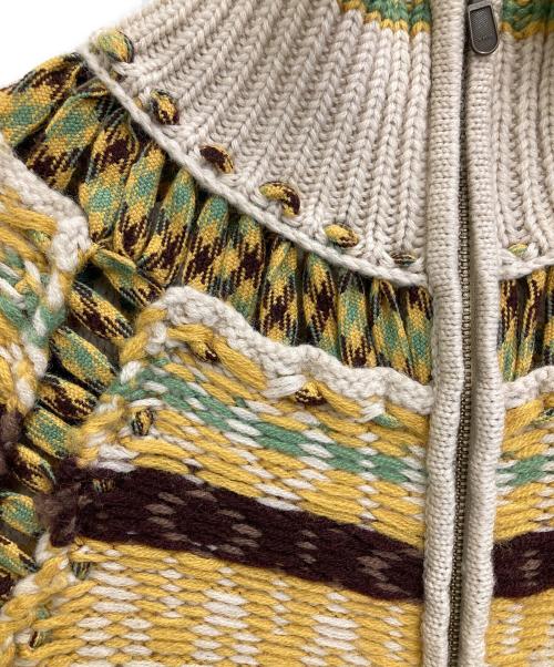 Jean Paul Gaultier FEMME（ジャンポールゴルチエ フェム）Jean Paul Gaultier FEMME (ジャンポールゴルチエ フェム) カウチンニットカーディガン ベージュ×イエロー サイズ:40の古着・服飾アイテム