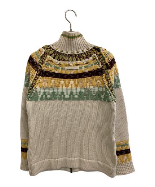 Jean Paul Gaultier FEMME（ジャンポールゴルチエ フェム）Jean Paul Gaultier FEMME (ジャンポールゴルチエ フェム) カウチンニットカーディガン ベージュ×イエロー サイズ:40の古着・服飾アイテム