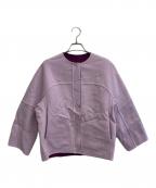 TOMORROW LAND collectionトゥモローランドコレクション）の古着「ウールカシミヤピコロール ノーカラーショートコート」｜ピンク