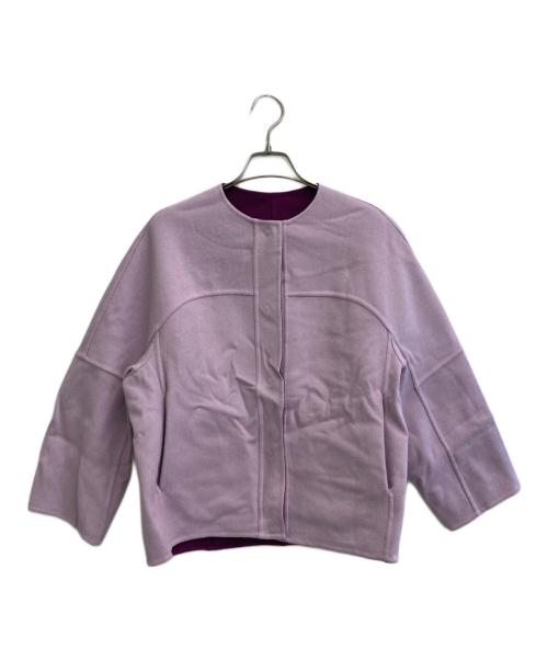 TOMORROW LAND collection（トゥモローランドコレクション）TOMORROW LAND collection (トゥモローランドコレクション) ウールカシミヤピコロール ノーカラーショートコート ピンク サイズ:36の古着・服飾アイテム