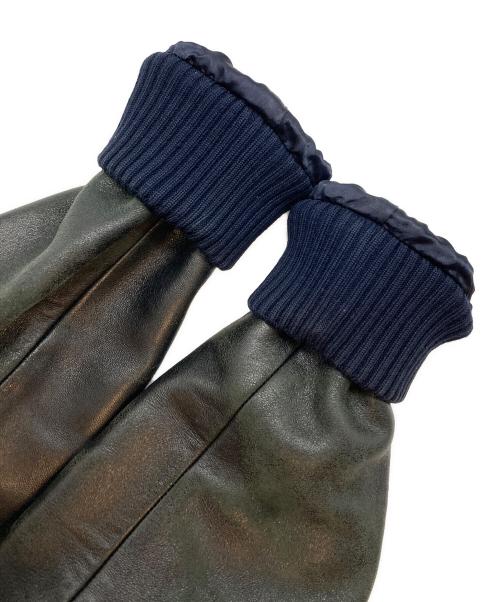 maison kitsune（メゾンキツネ）maison kitsune (メゾンキツネ) MUSICTEDDY スタジャン ネイビー×ブラック サイズ:XSの古着・服飾アイテム