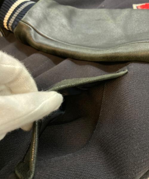 maison kitsune（メゾンキツネ）maison kitsune (メゾンキツネ) MUSICTEDDY スタジャン ネイビー×ブラック サイズ:XSの古着・服飾アイテム