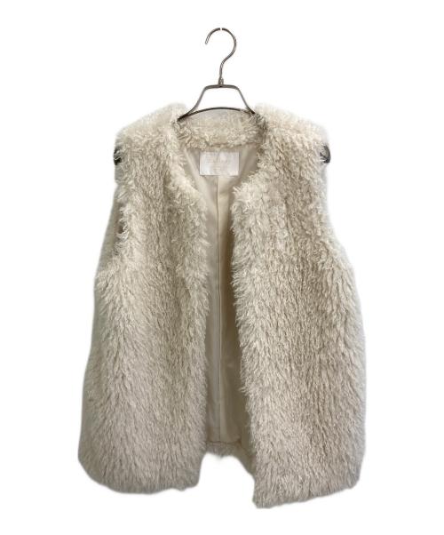 BALLSEY（ボールジィ）BALLSEY (ボールジィ) プードルファー クルーネックジレ ホワイト サイズ:36の古着・服飾アイテム