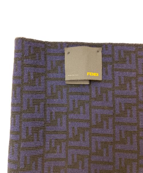 FENDI（フェンディ）FENDI (フェンディ) ズッカ柄ウールストール ネイビーの古着・服飾アイテム