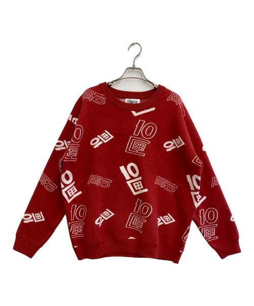 TENBOX（テンボックス）TENBOX (テンボックス) OG Logo Jacquard Sweater レッド サイズ:M 未使用品の古着・服飾アイテム