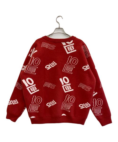 TENBOX（テンボックス）TENBOX (テンボックス) OG Logo Jacquard Sweater レッド サイズ:M 未使用品の古着・服飾アイテム