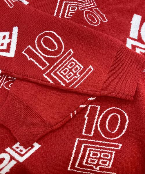 TENBOX（テンボックス）TENBOX (テンボックス) OG Logo Jacquard Sweater レッド サイズ:M 未使用品の古着・服飾アイテム