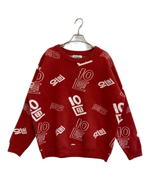 TENBOX（テンボックス）TENBOX (テンボックス) OG Logo Jacquard Sweater レッド サイズ:M 未使用品の古着・服飾アイテム