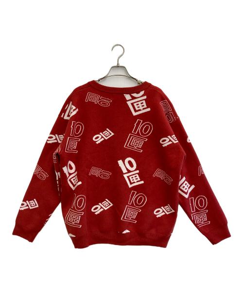 TENBOX（テンボックス）TENBOX (テンボックス) OG Logo Jacquard Sweater レッド サイズ:M 未使用品の古着・服飾アイテム