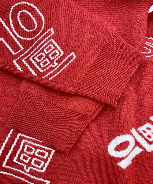 TENBOX（テンボックス）TENBOX (テンボックス) OG Logo Jacquard Sweater レッド サイズ:M 未使用品の古着・服飾アイテム