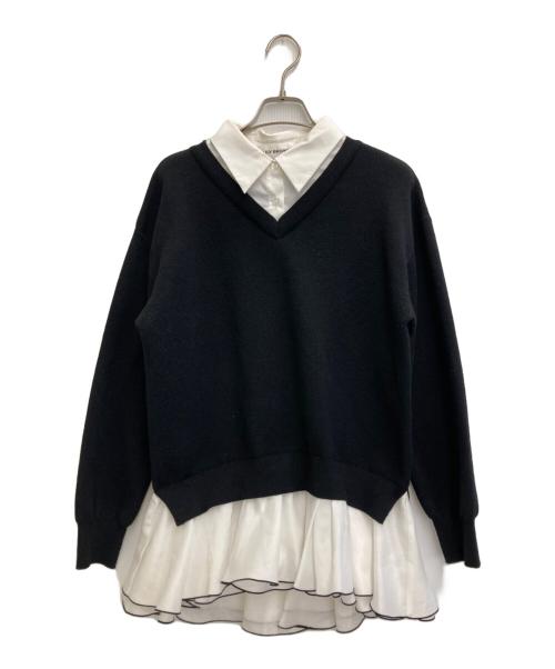 Lily Brown（リリーブラウン）Lily Brown (リリーブラウン) シャツドッキングフリルミニワンピース ブラック×ホワイト サイズ:freeの古着・服飾アイテム