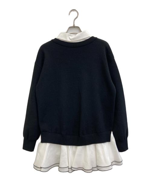 Lily Brown（リリーブラウン）Lily Brown (リリーブラウン) シャツドッキングフリルミニワンピース ブラック×ホワイト サイズ:freeの古着・服飾アイテム