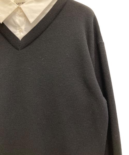 Lily Brown（リリーブラウン）Lily Brown (リリーブラウン) シャツドッキングフリルミニワンピース ブラック×ホワイト サイズ:freeの古着・服飾アイテム