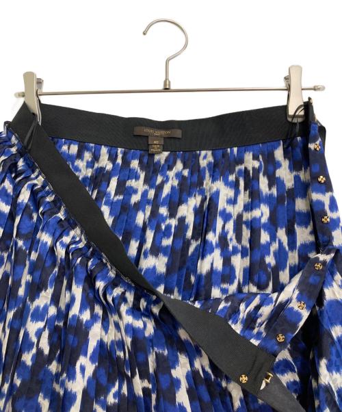 LOUIS VUITTON（ルイ ヴィトン）LOUIS VUITTON (ルイ ヴィトン) 総柄プリーツスカート ブルー×ブラック サイズ:40の古着・服飾アイテム