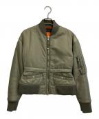 DIESEL Black Goldディーゼル ブラック ゴールド）の古着「ショート丈MA-1ジャケット」｜グリーン