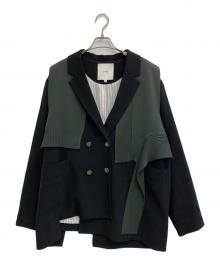 UN3D.（アンスリード）の古着「KNIT DOCKING JK」｜ブラック×グリーン