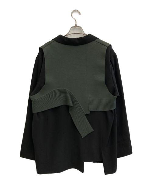 UN3D.（アンスリード）UN3D. (アンスリード) KNIT DOCKING JK ブラック×グリーン サイズ:SIZE 36の古着・服飾アイテム