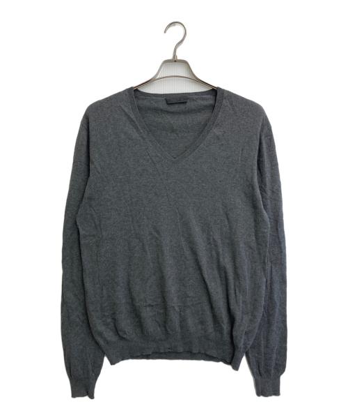PRADA（プラダ）PRADA (プラダ) カシミア混Vネックニット グレー サイズ:SIZE 50の古着・服飾アイテム