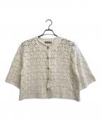 JUSGLITTYジャスグリッティー）の古着「柄編みハーフスリーブニットジャケット」｜ホワイト