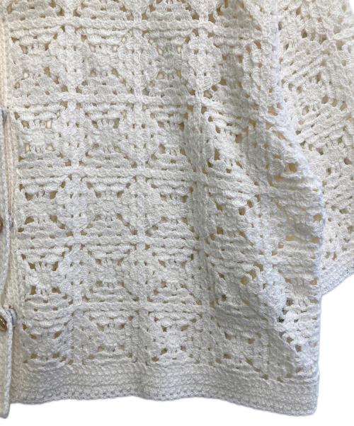 JUSGLITTY（ジャスグリッティー）JUSGLITTY (ジャスグリッティー) 柄編みハーフスリーブニットジャケット ホワイト サイズ:2の古着・服飾アイテム