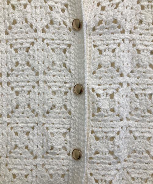 JUSGLITTY（ジャスグリッティー）JUSGLITTY (ジャスグリッティー) 柄編みハーフスリーブニットジャケット ホワイト サイズ:2の古着・服飾アイテム