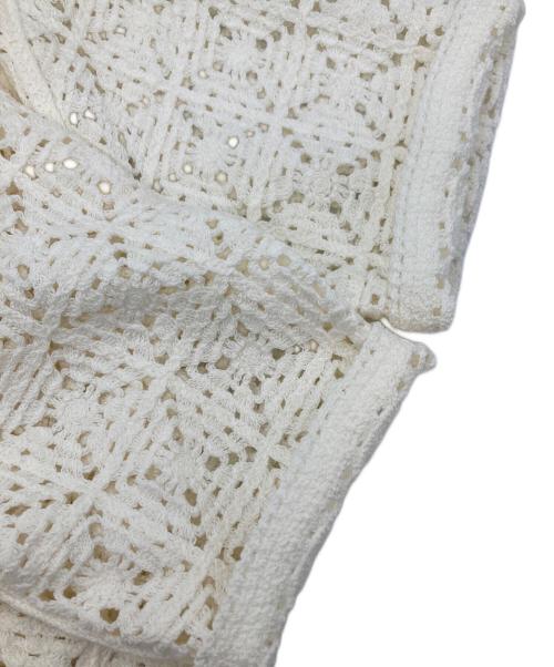 JUSGLITTY（ジャスグリッティー）JUSGLITTY (ジャスグリッティー) 柄編みハーフスリーブニットジャケット ホワイト サイズ:2の古着・服飾アイテム