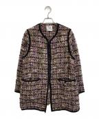 IENA LA BOUCLEイエナ ラ ブークル）の古着「ファンシーツィード Vネックジャケット」｜ブラック×パープル