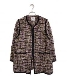 IENA LA BOUCLE（イエナ ラ ブークル）の古着「ファンシーツィード Vネックジャケット」｜ブラック×パープル