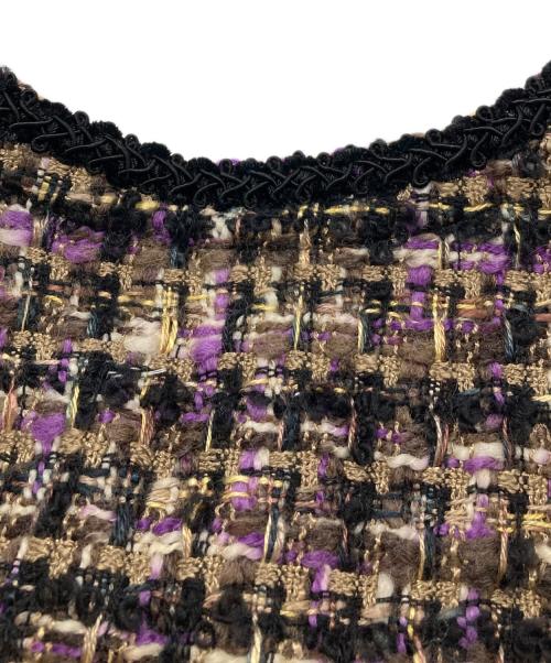 IENA LA BOUCLE（イエナ ラ ブークル）IENA LA BOUCLE (イエナ ラ ブークル) ファンシーツィード Vネックジャケット ブラック×パープル サイズ:freeの古着・服飾アイテム
