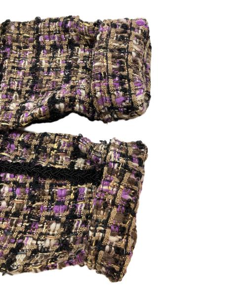 IENA LA BOUCLE（イエナ ラ ブークル）IENA LA BOUCLE (イエナ ラ ブークル) ファンシーツィード Vネックジャケット ブラック×パープル サイズ:freeの古着・服飾アイテム