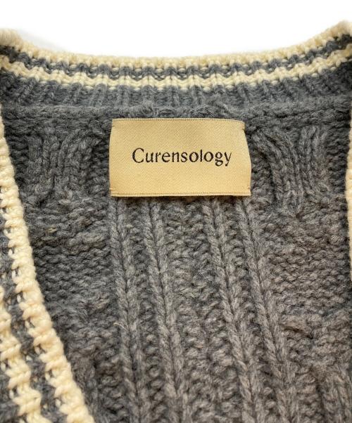 Curensology（カレンソロジー）Curensology (カレンソロジー) ラムズアランニットカーディガン グレー サイズ:SIZE Freeの古着・服飾アイテム