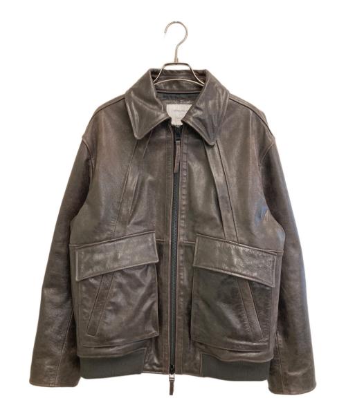 hotel palace（ホテルプレイス）hotel palace (ホテルプレイス) シングルライダース レザーJKT ブラウン サイズ:Lの古着・服飾アイテム