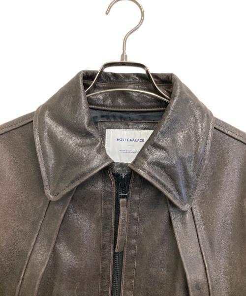 hotel palace（ホテルプレイス）hotel palace (ホテルプレイス) シングルライダース レザーJKT ブラウン サイズ:Lの古着・服飾アイテム