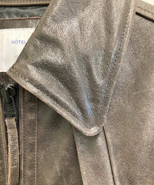hotel palace（ホテルプレイス）hotel palace (ホテルプレイス) シングルライダース レザーJKT ブラウン サイズ:Lの古着・服飾アイテム