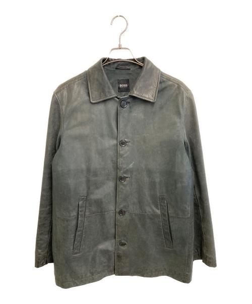 BOSS HUGO BOSS（ボス ヒューゴボス）BOSS HUGO BOSS (ボス ヒューゴボス) レザージャケット グレー サイズ:Fの古着・服飾アイテム
