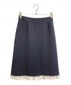 BORDERS at BALCONYボーダーズアットバルコニー）の古着「PIN STRIPE MIDI SKIRT」｜ネイビー