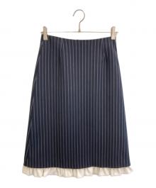 BORDERS at BALCONY（ボーダーズアットバルコニー）の古着「PIN STRIPE MIDI SKIRT」｜ネイビー