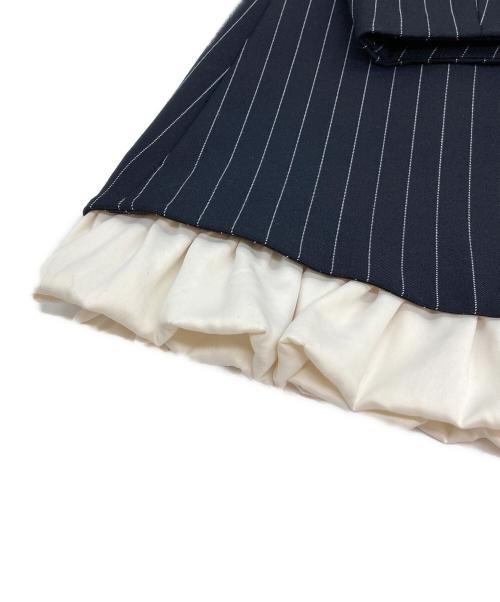 BORDERS at BALCONY（ボーダーズアットバルコニー）BORDERS at BALCONY (ボーダーズアットバルコニー) PIN STRIPE MIDI SKIRT ネイビー サイズ:36の古着・服飾アイテム