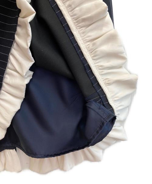 BORDERS at BALCONY（ボーダーズアットバルコニー）BORDERS at BALCONY (ボーダーズアットバルコニー) PIN STRIPE MIDI SKIRT ネイビー サイズ:36の古着・服飾アイテム