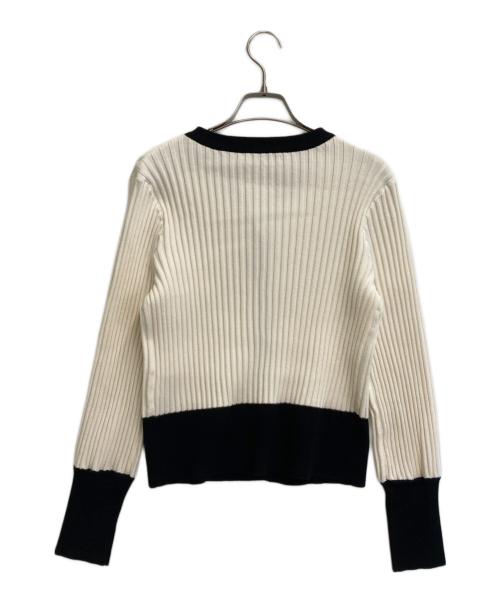 Loulou Willoughby（ルルウィルビー）Loulou Willoughby (ルルウィルビー) バイカラーキーネックカーディガン ホワイト サイズ:SIZE 2の古着・服飾アイテム