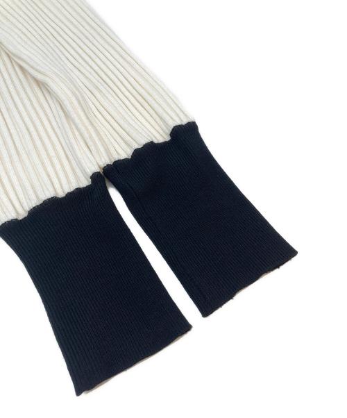 Loulou Willoughby（ルルウィルビー）Loulou Willoughby (ルルウィルビー) バイカラーキーネックカーディガン ホワイト サイズ:SIZE 2の古着・服飾アイテム