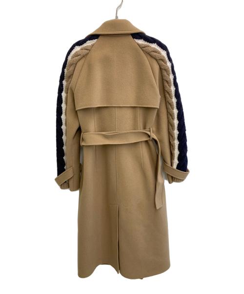 WEEKEND Max Mara（ウィークエンド マックスマーラ）WEEKEND Max Mara (ウィークエンド マックスマーラ) ニット切替ベルテッドコート ベージュ サイズ:36の古着・服飾アイテム