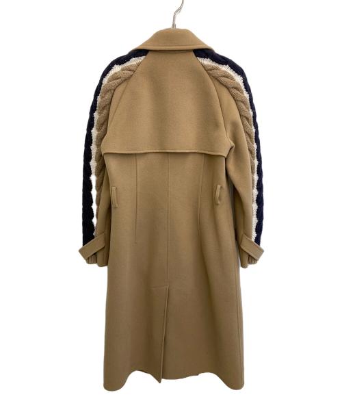 WEEKEND Max Mara（ウィークエンド マックスマーラ）WEEKEND Max Mara (ウィークエンド マックスマーラ) ニット切替ベルテッドコート ベージュ サイズ:36の古着・服飾アイテム