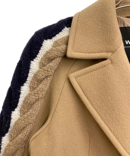 WEEKEND Max Mara（ウィークエンド マックスマーラ）WEEKEND Max Mara (ウィークエンド マックスマーラ) ニット切替ベルテッドコート ベージュ サイズ:36の古着・服飾アイテム