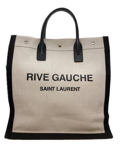 Saint Laurent Paris（サンローランパリ）Saint Laurent Paris (サンローランパリ) リヴゴーシュ トートバッグ ホワイト×ブラックの古着・服飾アイテム
