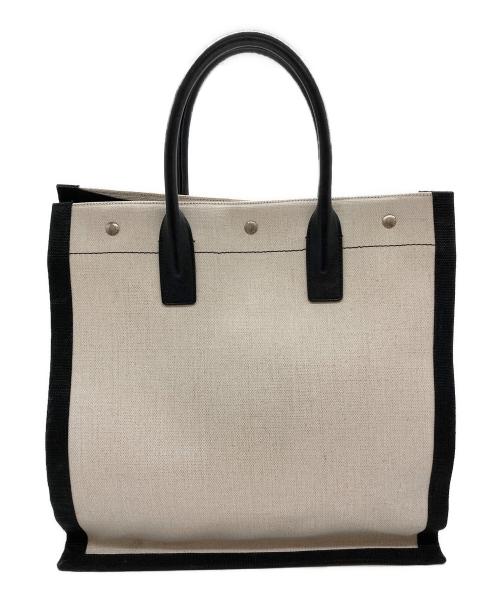 Saint Laurent Paris（サンローランパリ）Saint Laurent Paris (サンローランパリ) リヴゴーシュ トートバッグ ホワイト×ブラックの古着・服飾アイテム